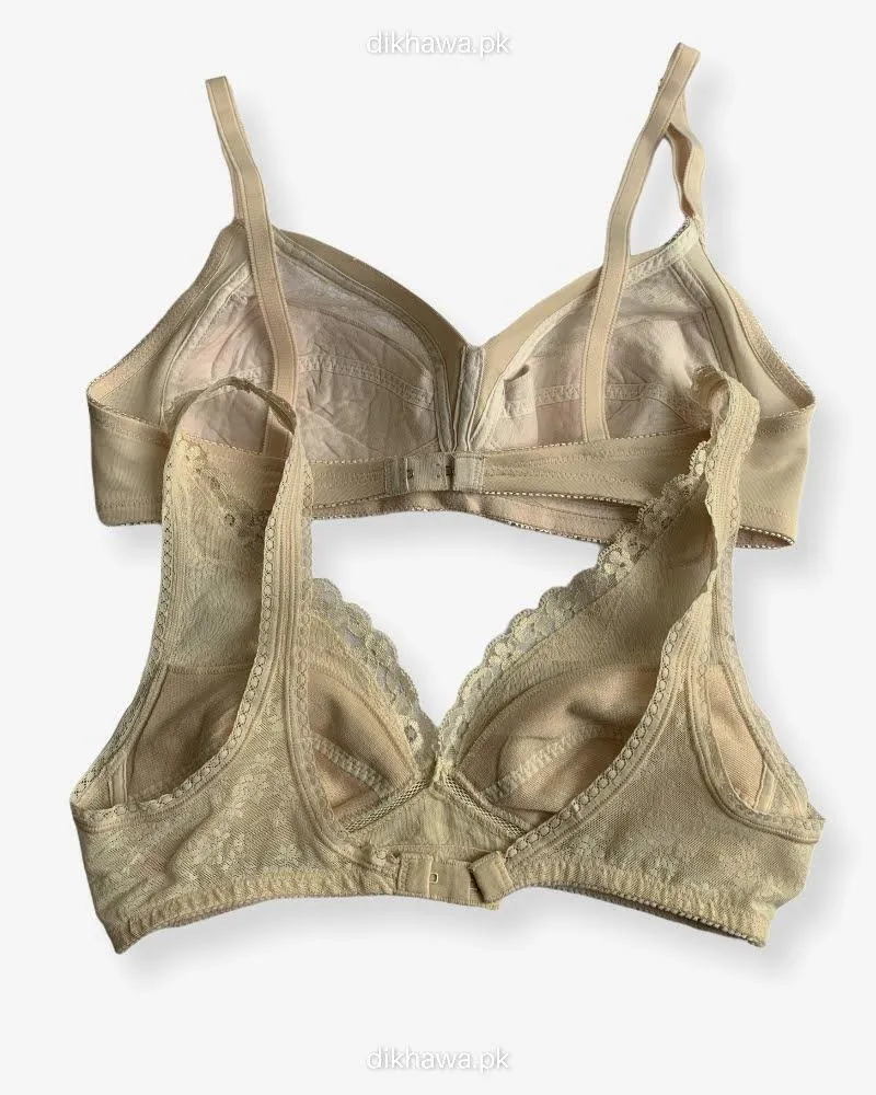 Imported Stocklot Branded  Net Pushup Bra - Non Wired Bra  -  Non Padded Bra - Pack of 2