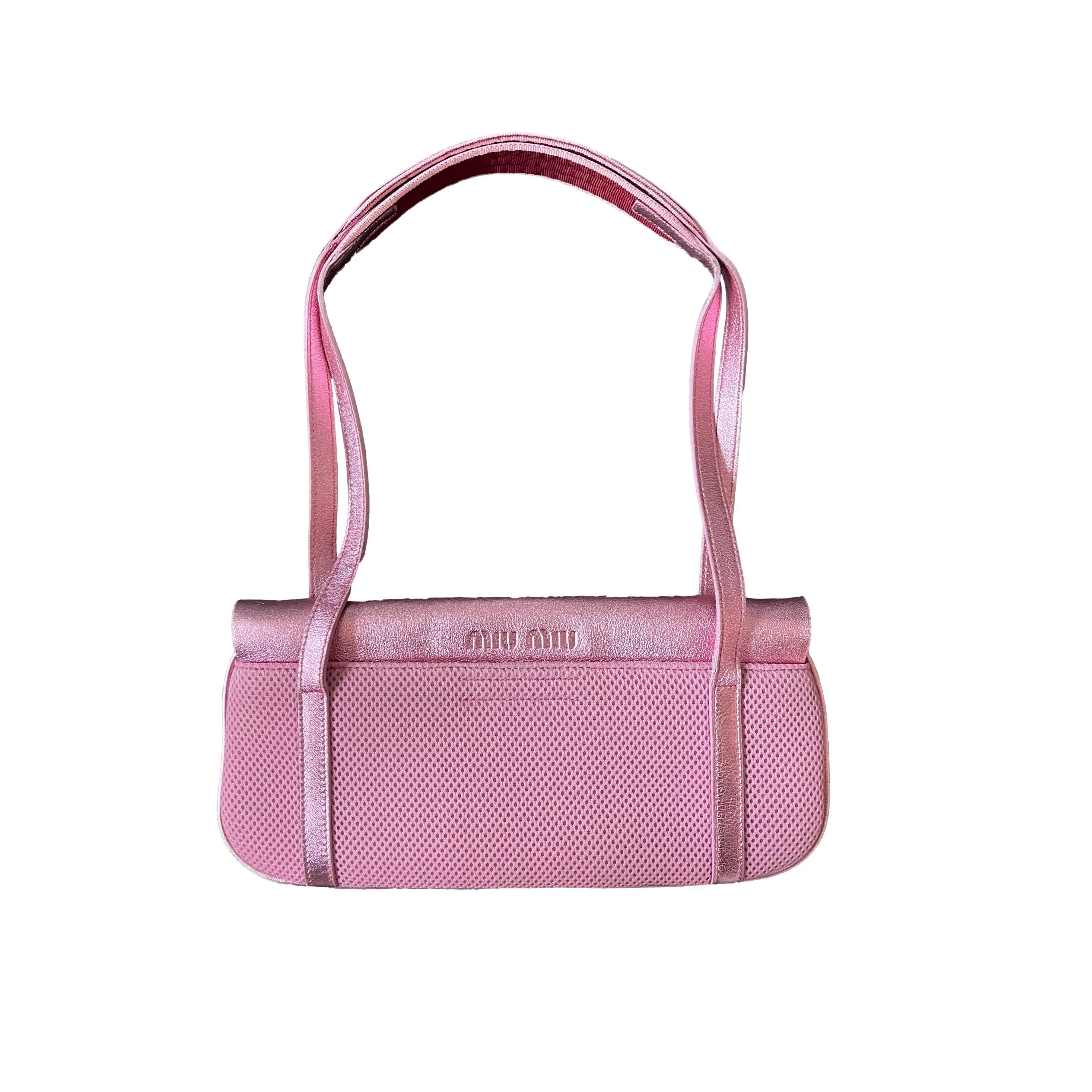 Miu Miu Pink Textured Baguette Shoulder Bag