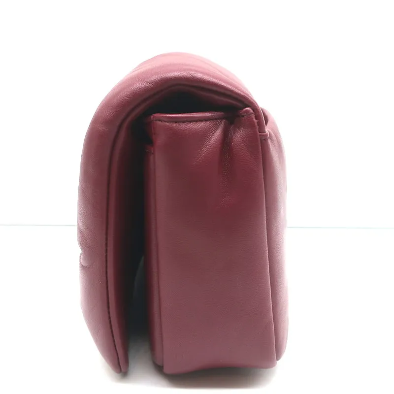 Roger Vivier Viv' Choc Shoulder Bag Burgundy Padded Leather