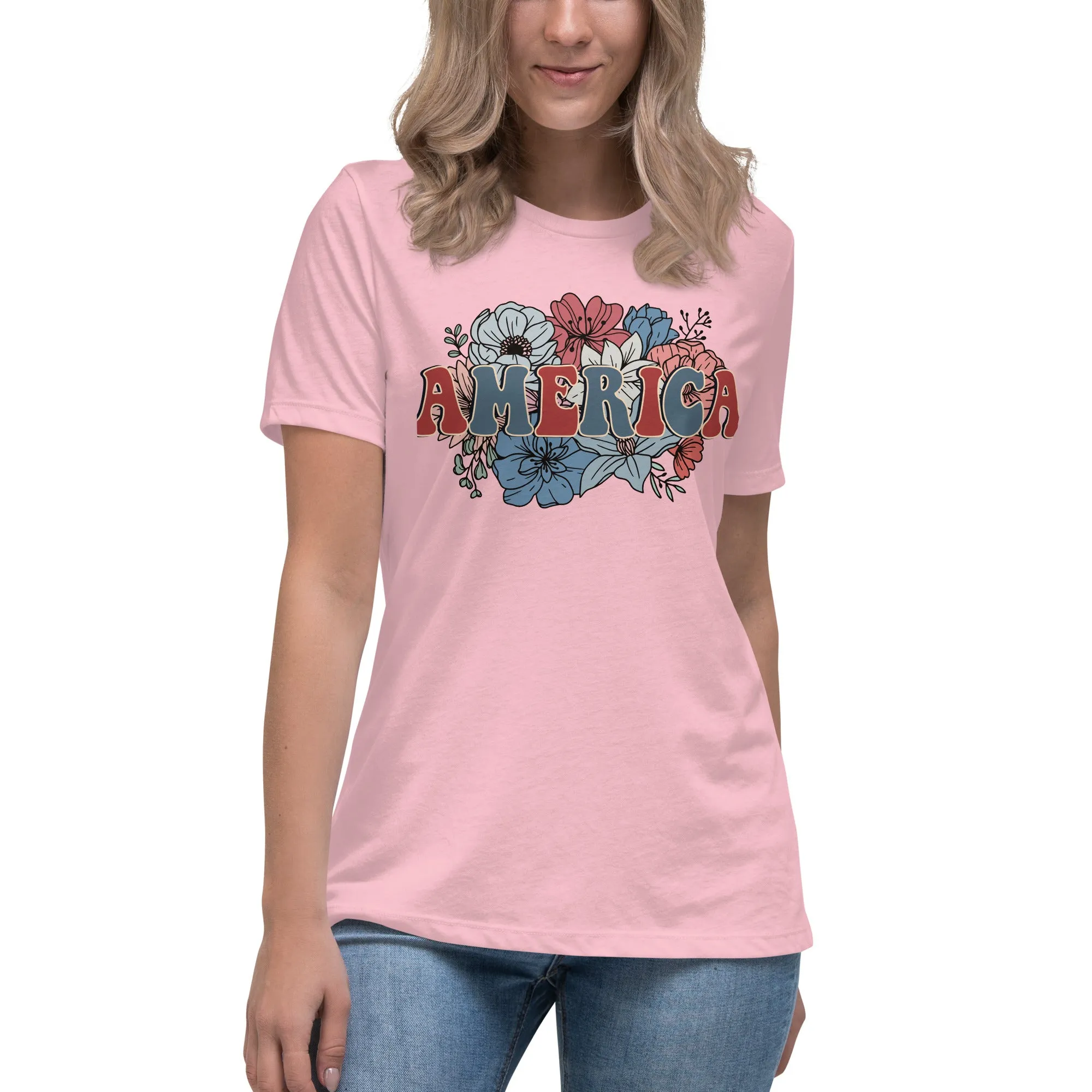 Women's Relaxed T-Shirt Patriotic T Shirt, Playful, Gift for Her,